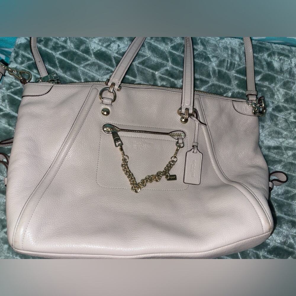 Coach Prairie Chain Satchel EUC Nude Pebble Quiet Luxury Old Money Convertible - Picture 3 of 15